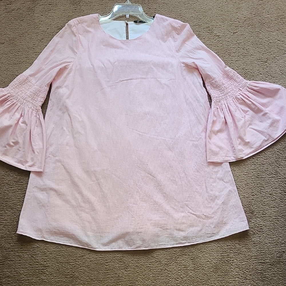 Zara Light Pink Bell Sleeve Blouse 100% Cotton - Picture 3 of 12